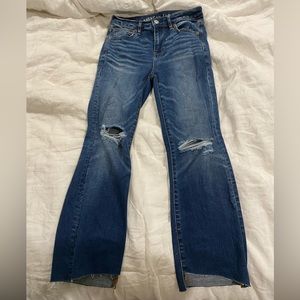 American eagle high waist dark wash flare jeans